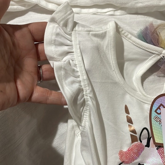 Btween 6 unicorn tutu rainbow dress ruffled sleeve scrunchie set nwt pink white - Picture 8 of 11